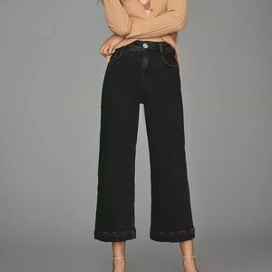Anthropology The Skipper High-Rise Crop Wide-Leg Jeans by Pilcro, Black, size 26